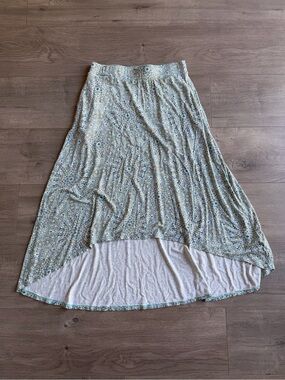 The limited blue/yellow/black high low skirt - petite size 4